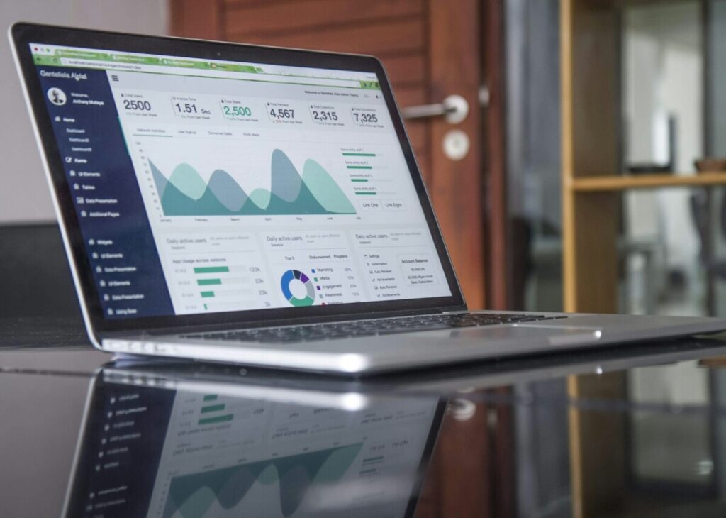 laptop screen with graph